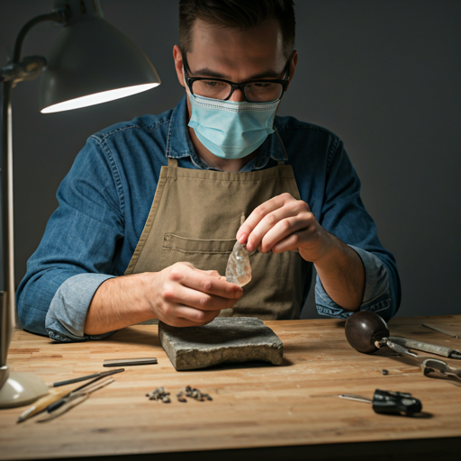 Craftsman working on a gemstone